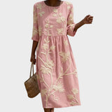 Paula | Botanical Floral Print Midi Dress