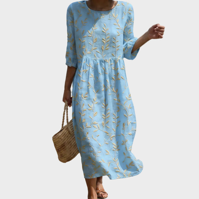 Nell | Printed Round-Neck Midi Dress