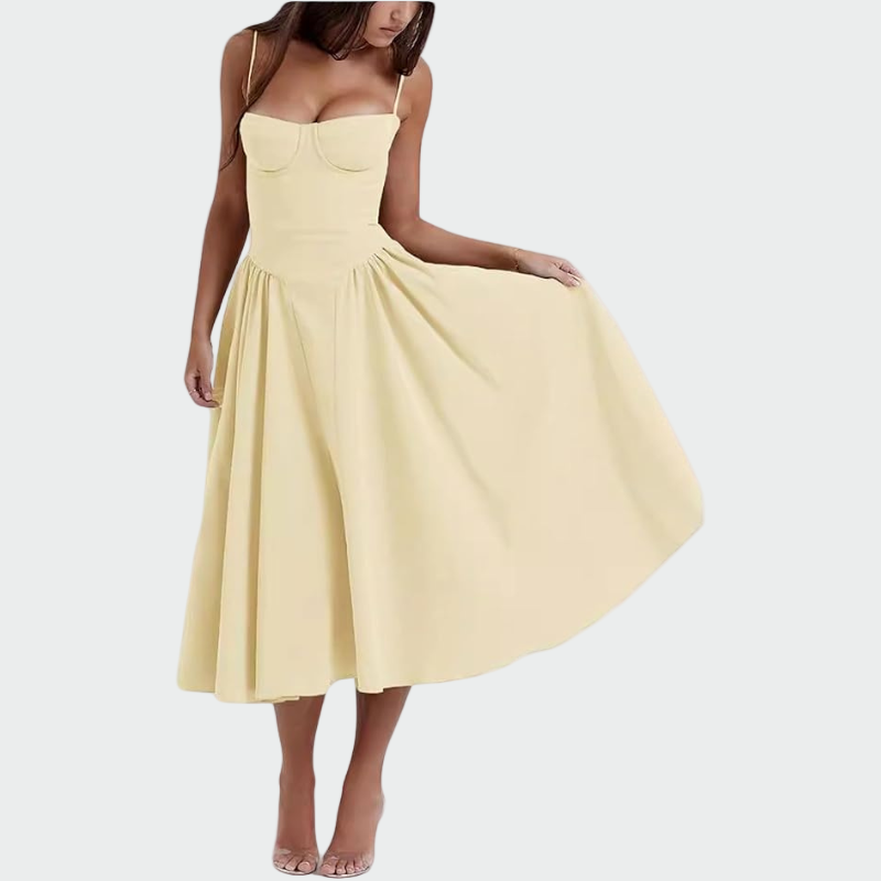 Jazmin | Elegant Dress for Women Yellow, photo studio