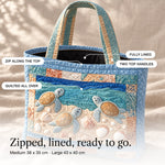 Gaynor | Quilted Patchwork Tote with Turtles and Seashells