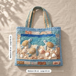 Gaynor | Quilted Patchwork Tote with Turtles and Seashells