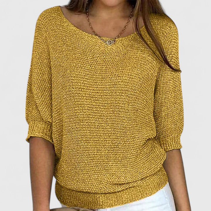 Purple Three-Quarter Sleeve Jumper Yellow, studio photo