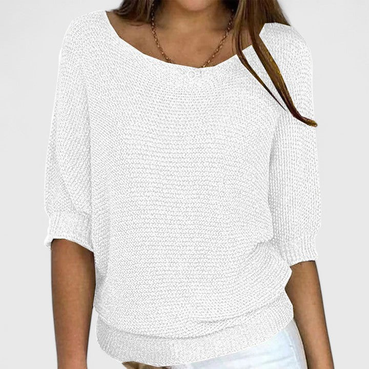 Purple Three-Quarter Sleeve Jumper White, studio photo