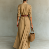 Caroline | Belted Shirt-Style Maxi Dress