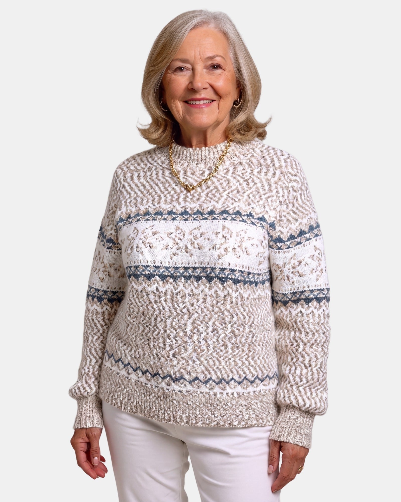 Glacier Blue Nordic Jumper Beige, photo studio