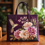 Glenna | Quilted Tote with a Hummingbird and Peonies