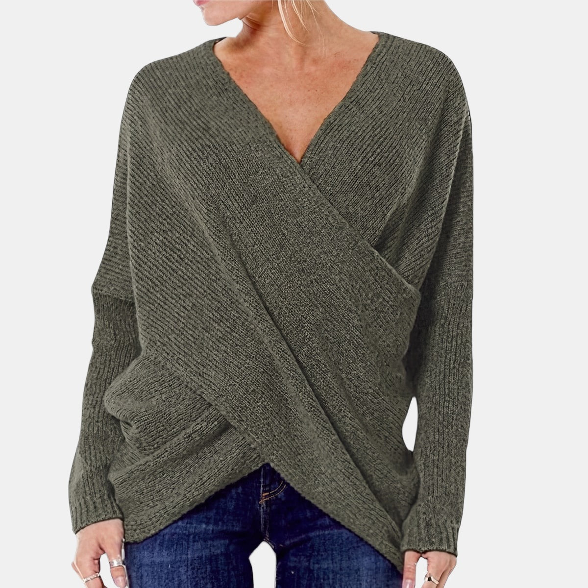 Green Wrap-Front Jumper