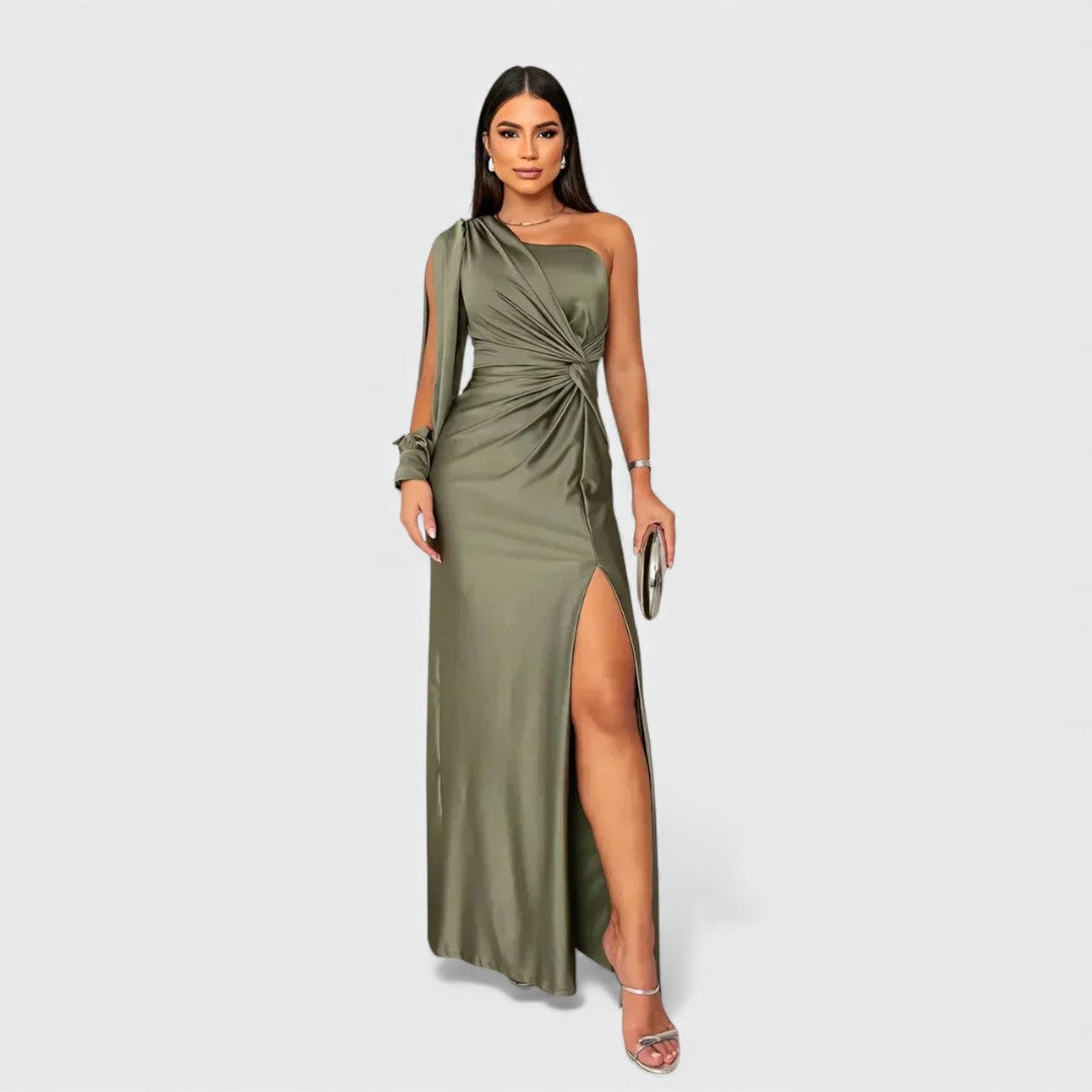 Katherine | Elegant Evening Maxi Dress Green, photo studio