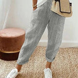 Rylie | Pinstripe Trousers with Rolled Cuffs
