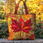 Gwenno | Quilted Shoulder Tote with an Autumn Maple Leaf