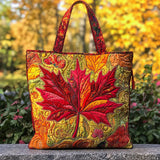 Gwenno | Quilted Shoulder Tote with an Autumn Maple Leaf