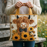Handcrafted Bag - Highland Cow and Sunflowers