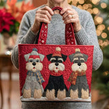 Handcrafted Bag - Three Christmas Schnauzers