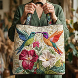 Handcrafted Bag - Two Hummingbirds and Hibiscus