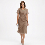 Helena | Draped Waist Dress with Butterfly Sleeves and Ruffled Skirt