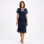 Helena | Draped Waist Dress with Butterfly Sleeves and Ruffled Skirt