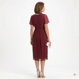Helena | Draped Waist Dress with Butterfly Sleeves and Ruffled Skirt