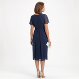 Helena | Draped Waist Dress with Butterfly Sleeves and Ruffled Skirt