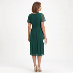 Helena | Draped Waist Dress with Butterfly Sleeves and Ruffled Skirt