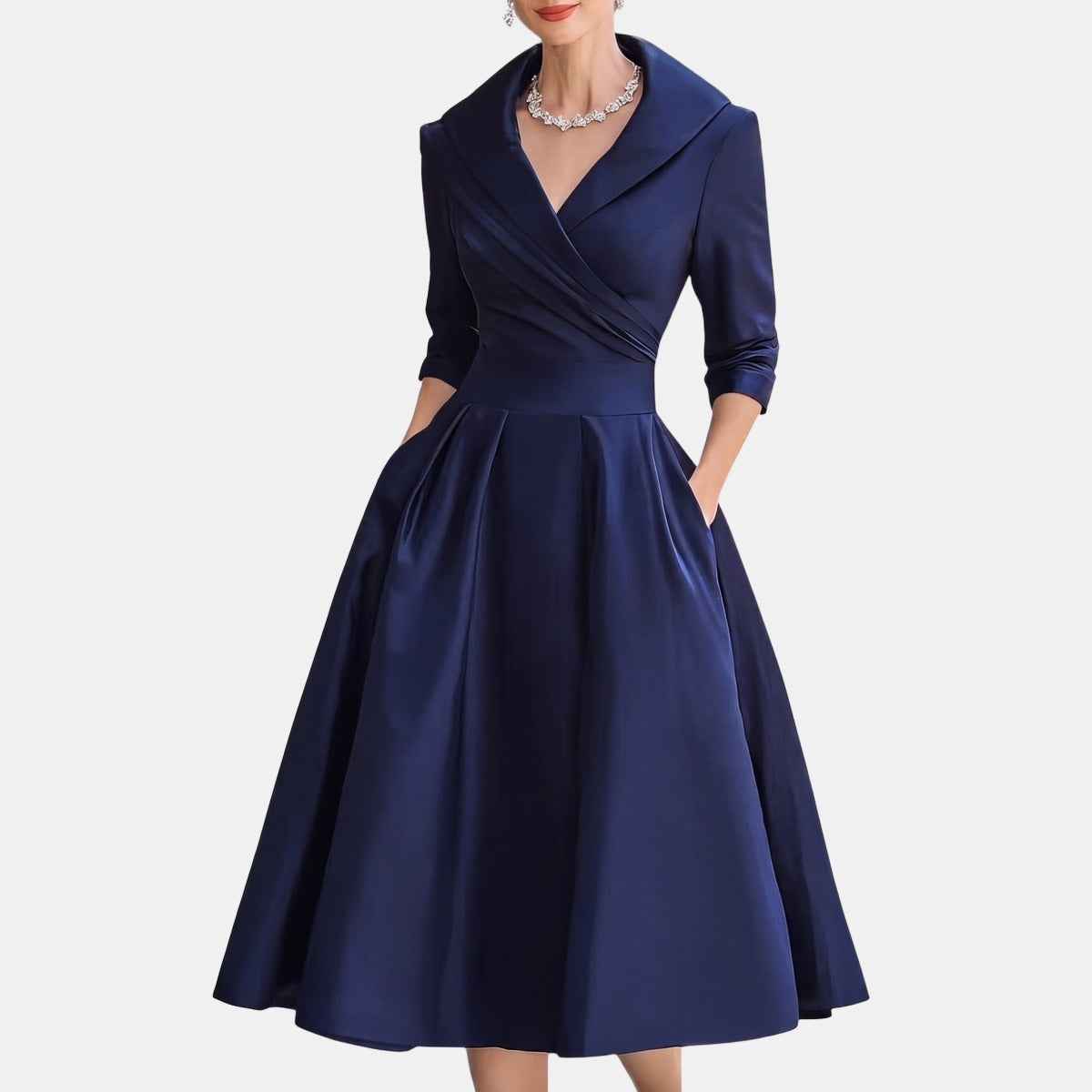 Ariadne | Elegant Cocktail Dress Navy Blue, studio photo