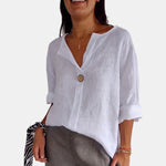 Valentina | Button-Up V-Neck Blouse