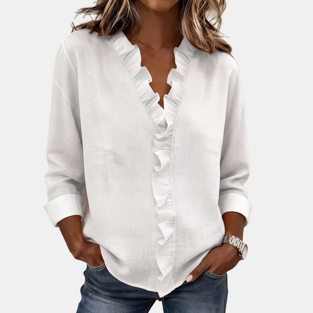 Hope | Refined Ruffled V-Neck Blouse