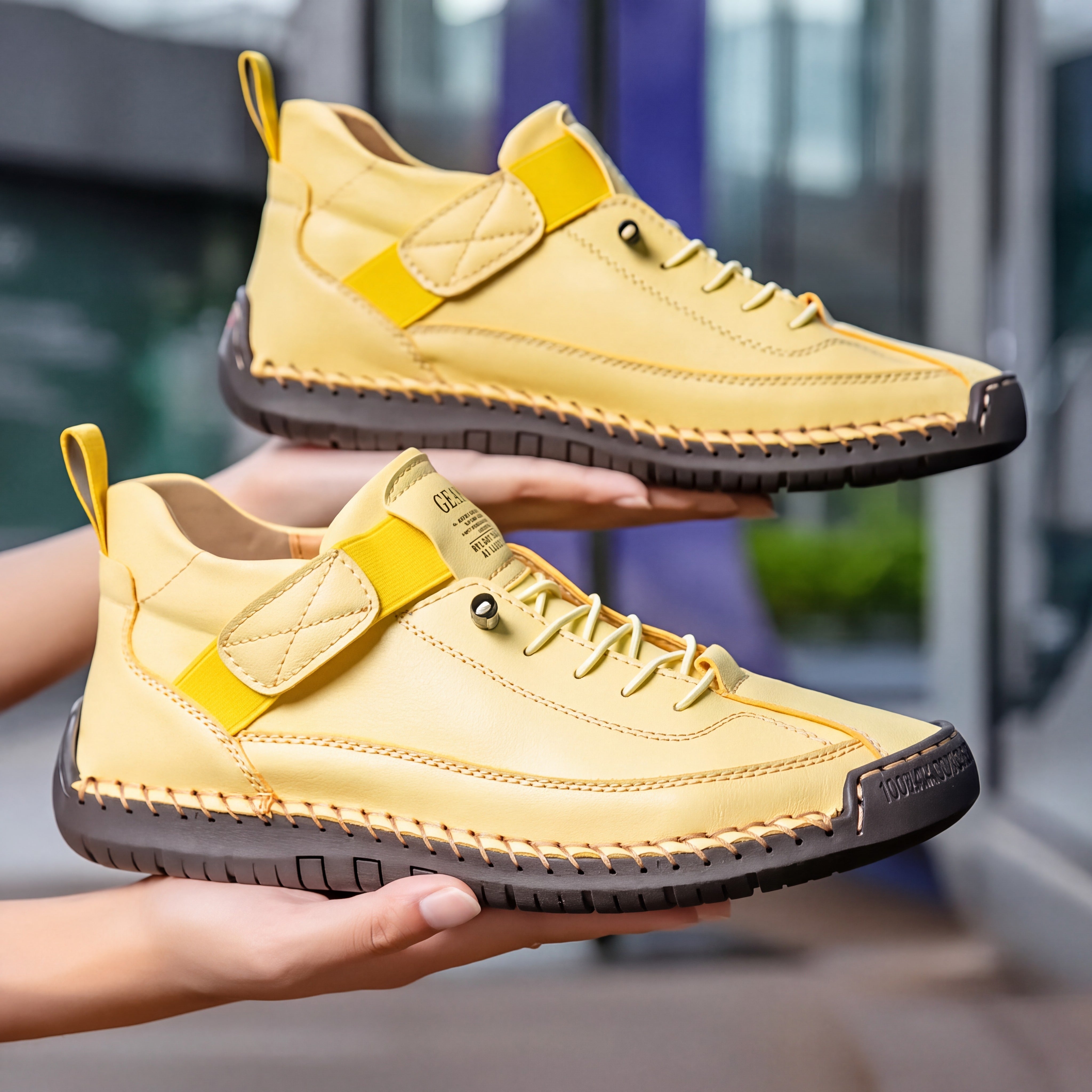 Mia | Orthopaedic Slip-On Trainers Yellow, photo studio