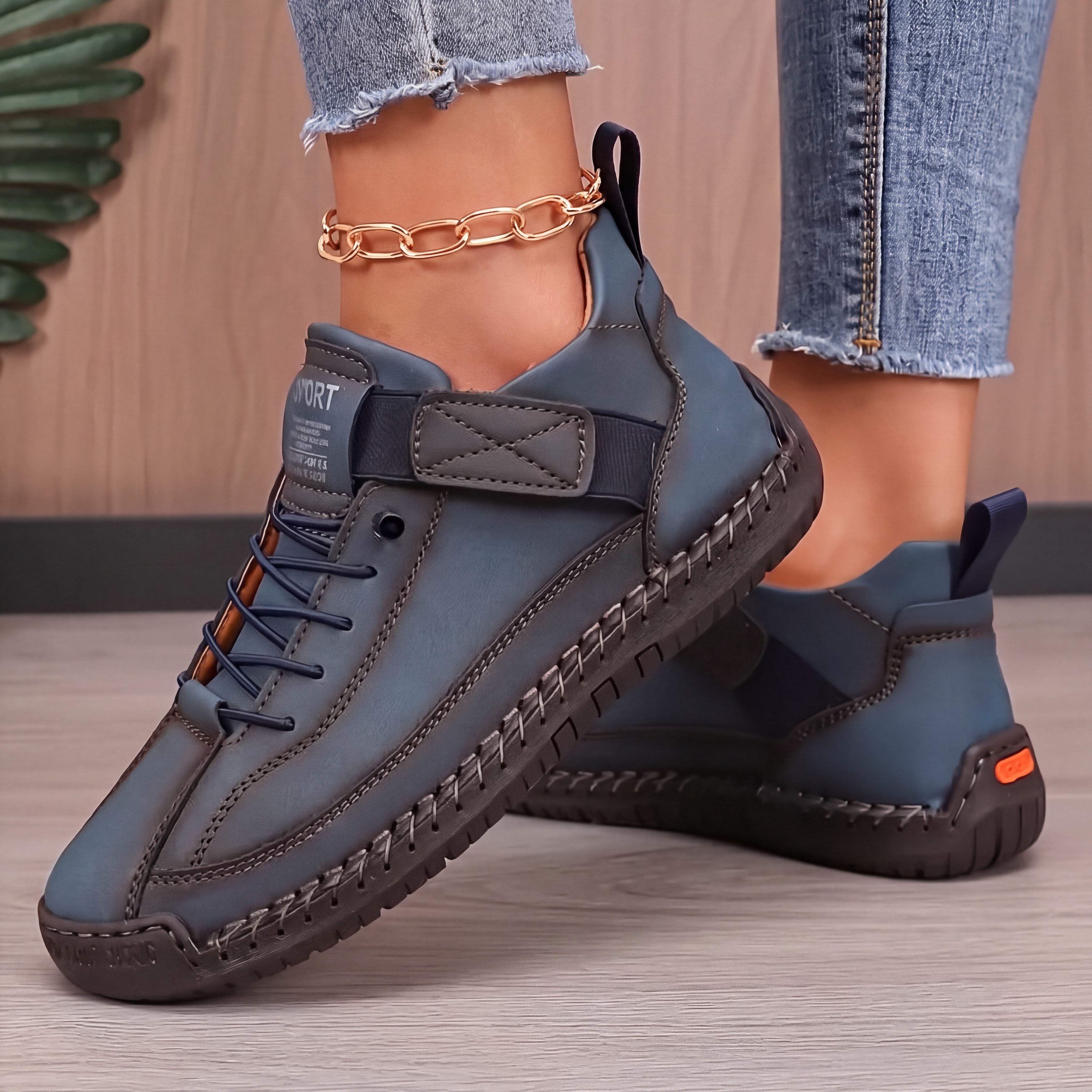 Mia | Orthopaedic Slip-On Trainers Navy, photo studio