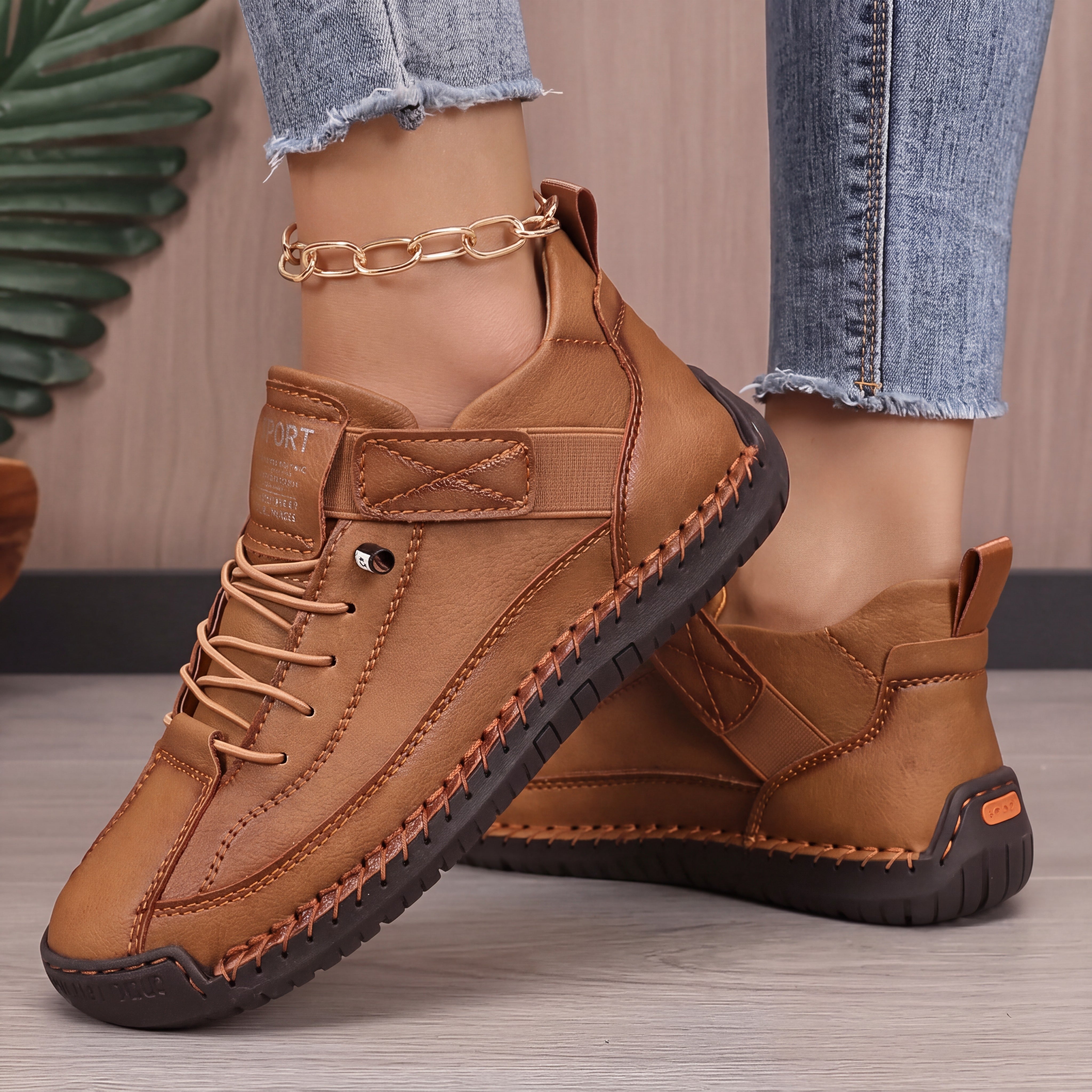 Mia | Orthopaedic Slip-On Trainers Khaki, photo studio