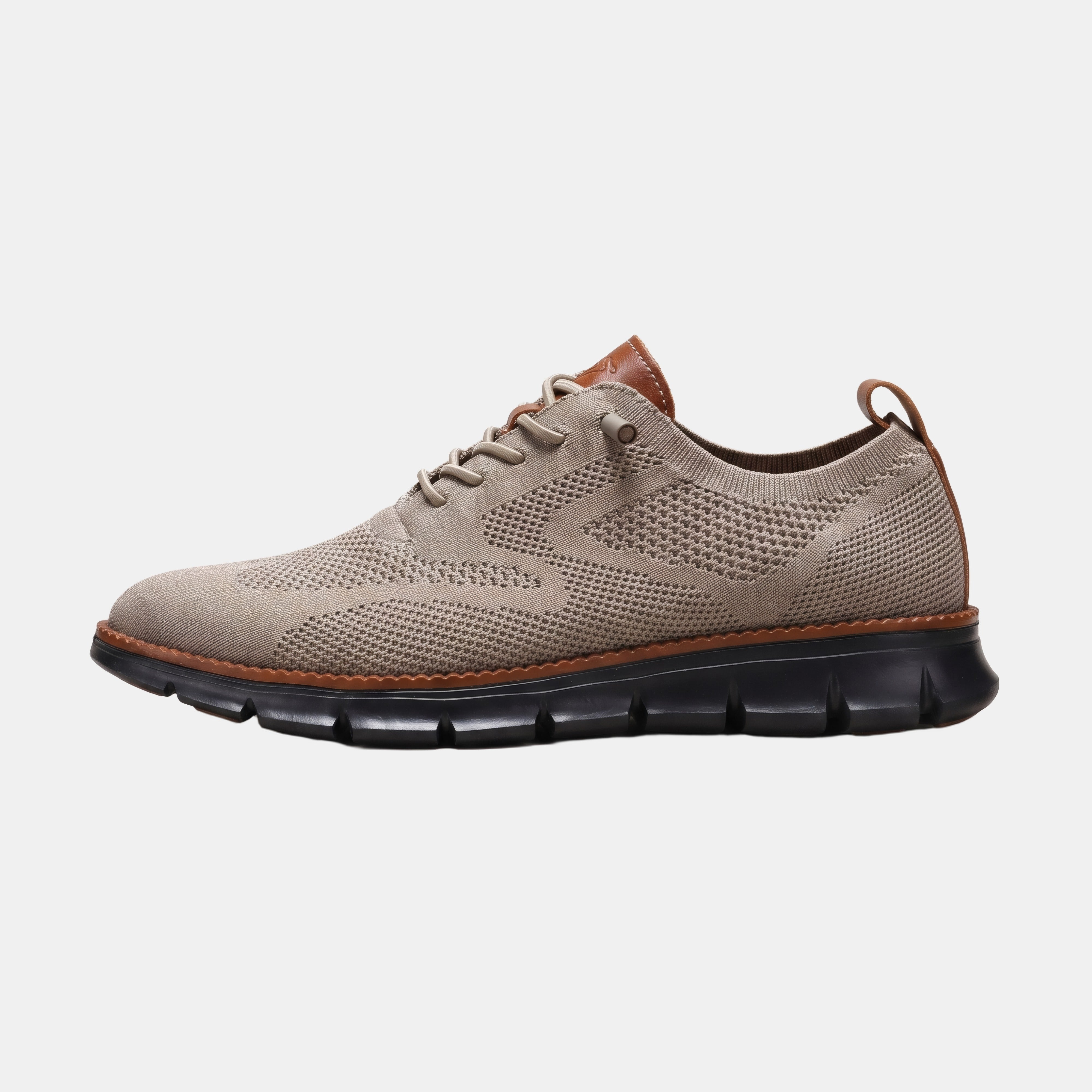 Lily | Orthopaedic Knit Trainers with a Heel Tab Brown and Black, photo studio