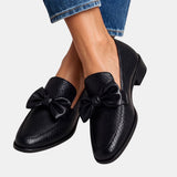 Jeanne | Slip-On Loafers with a Bow and Block Heel