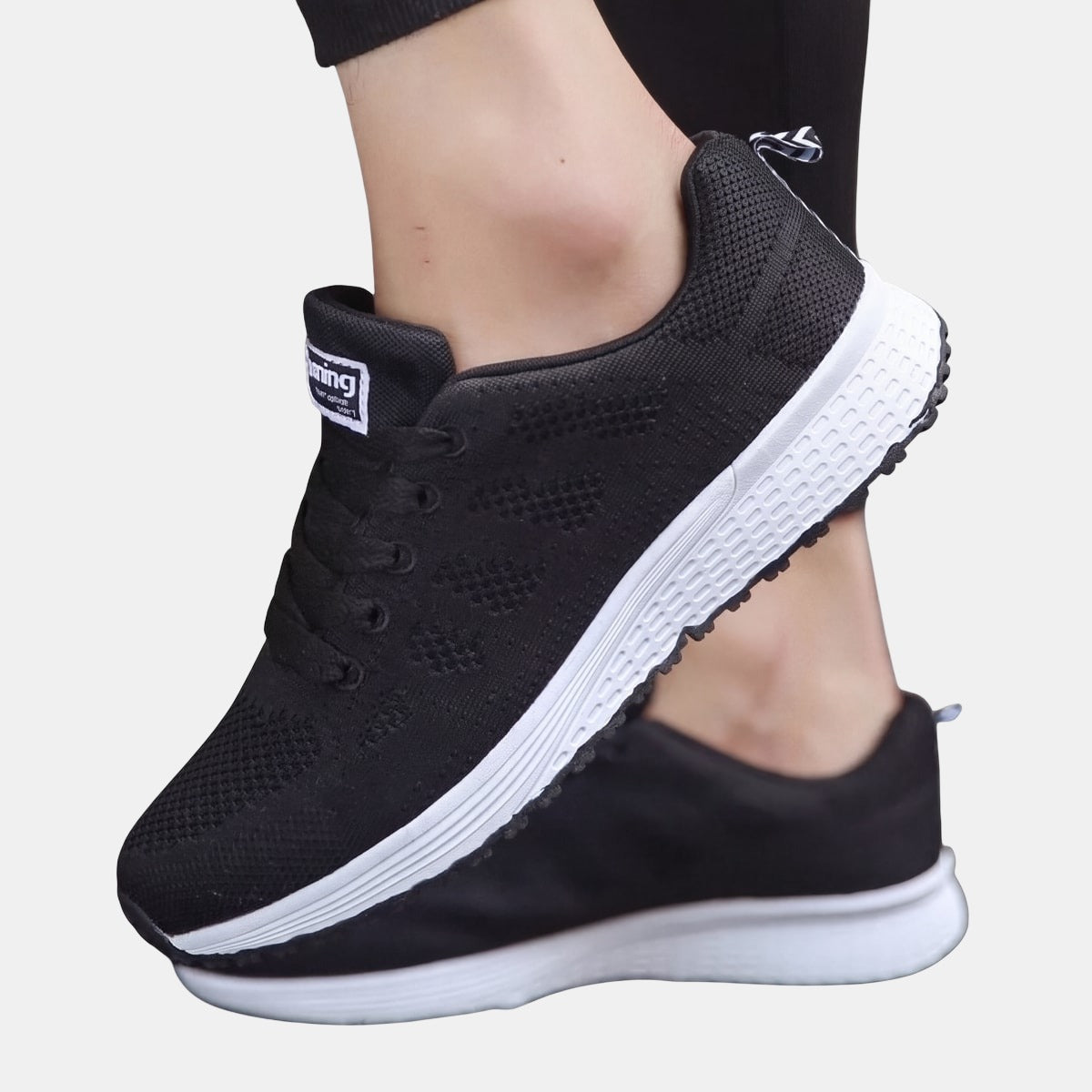 Jeannine | Lightweight Orthopaedic Sneakers with a Knit Upper Black, photo studio