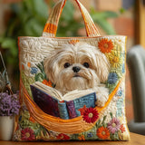 Handcrafted Bag - Shih Tzu with Book and Flowers