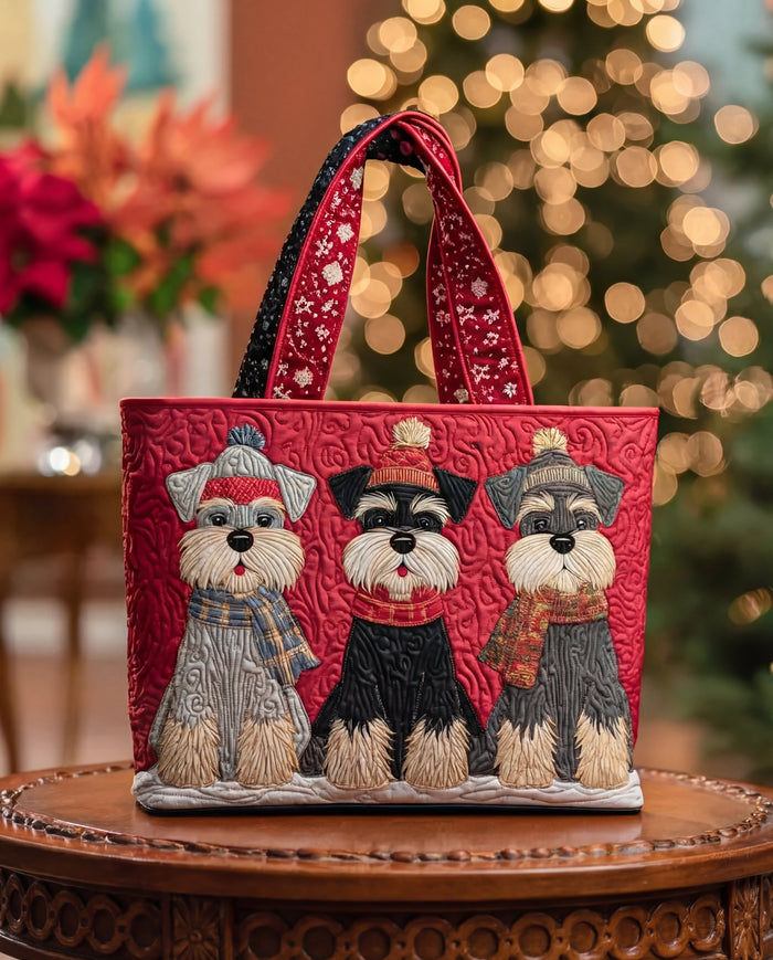 Handcrafted Bag - Three Christmas Schnauzers