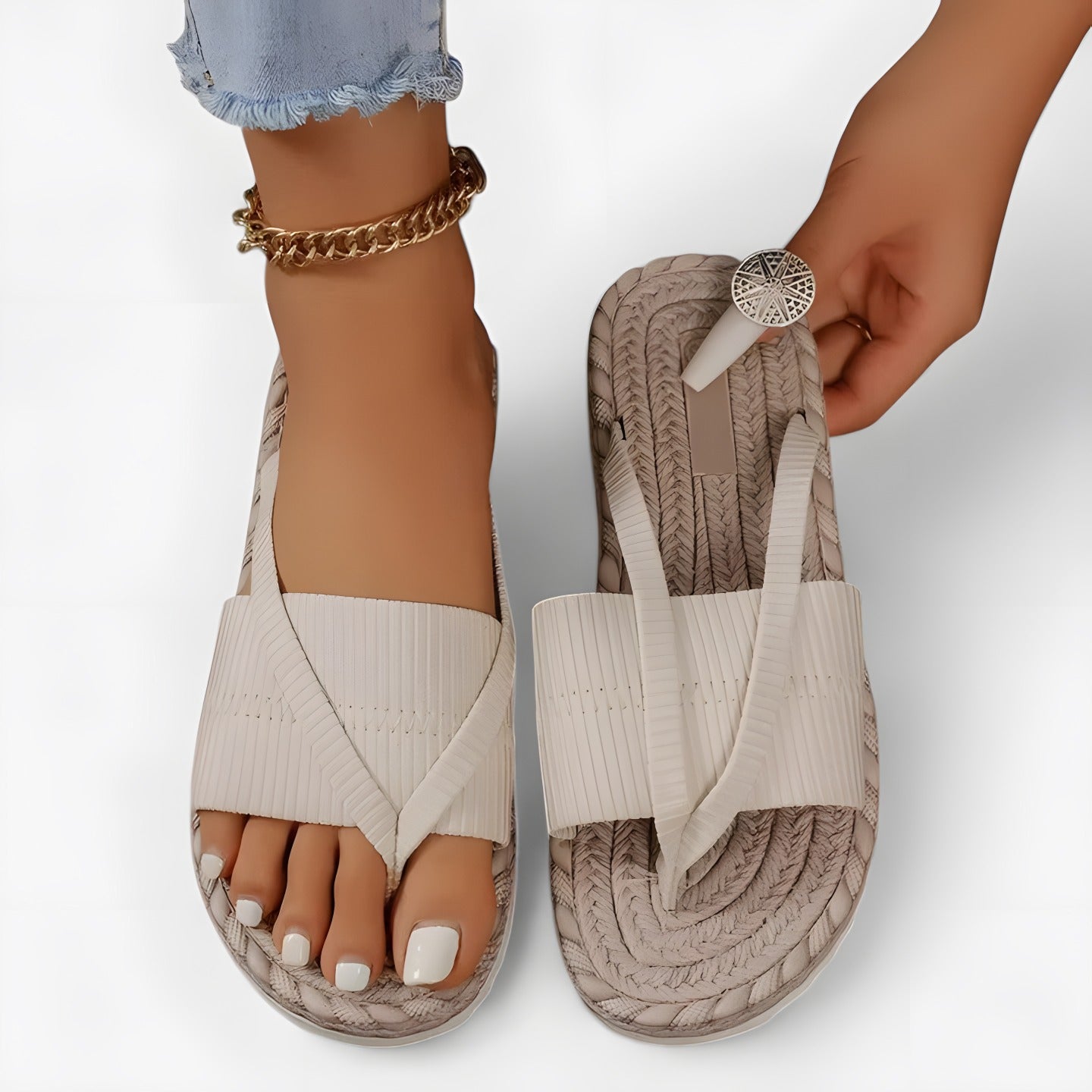 Avalon | Women's Comfortable Orthopaedic Sandals Beige, photo studio