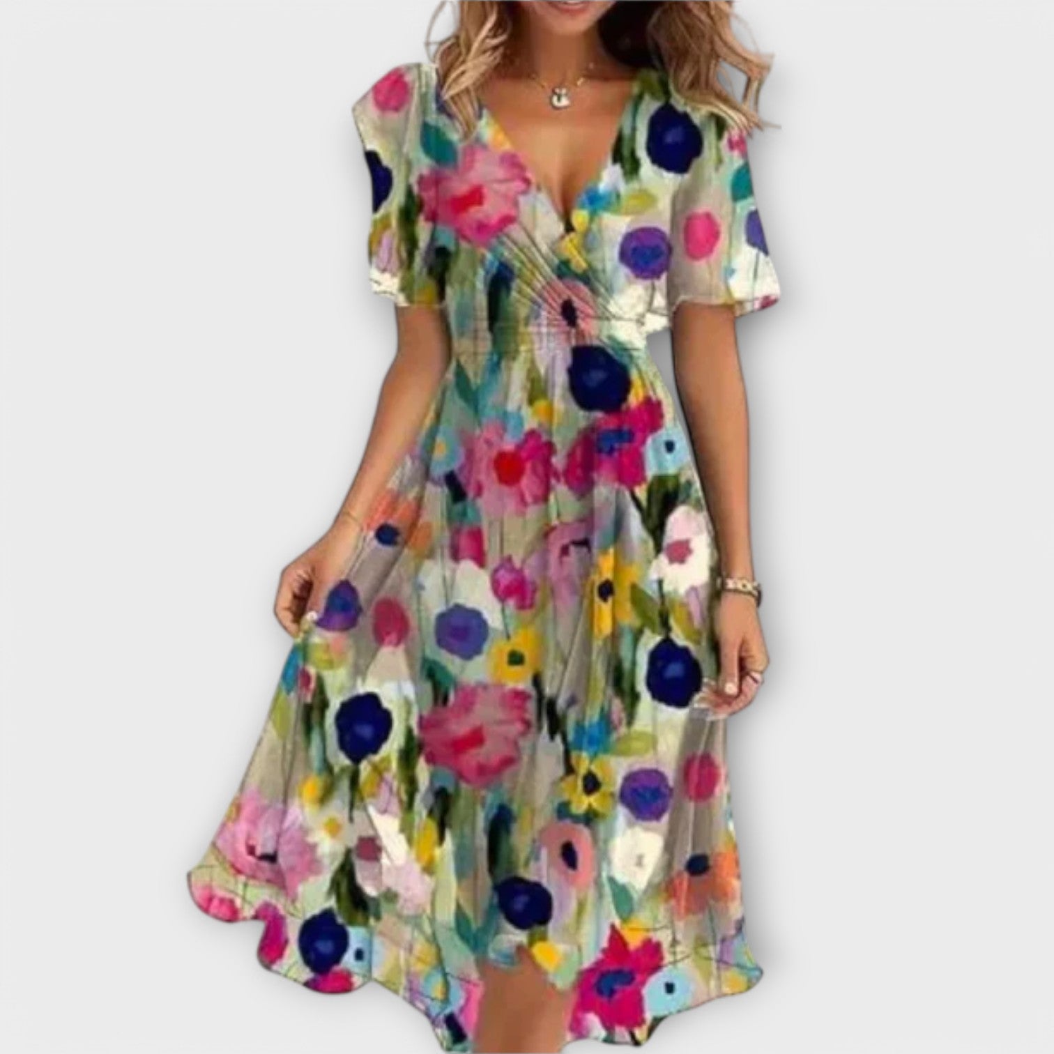 Clara | Elegant Dress Multicolour, photo studio