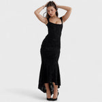 Clarissa | Square-Neck Lace Maxi Dress