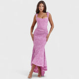 Clarissa | Square-Neck Lace Maxi Dress