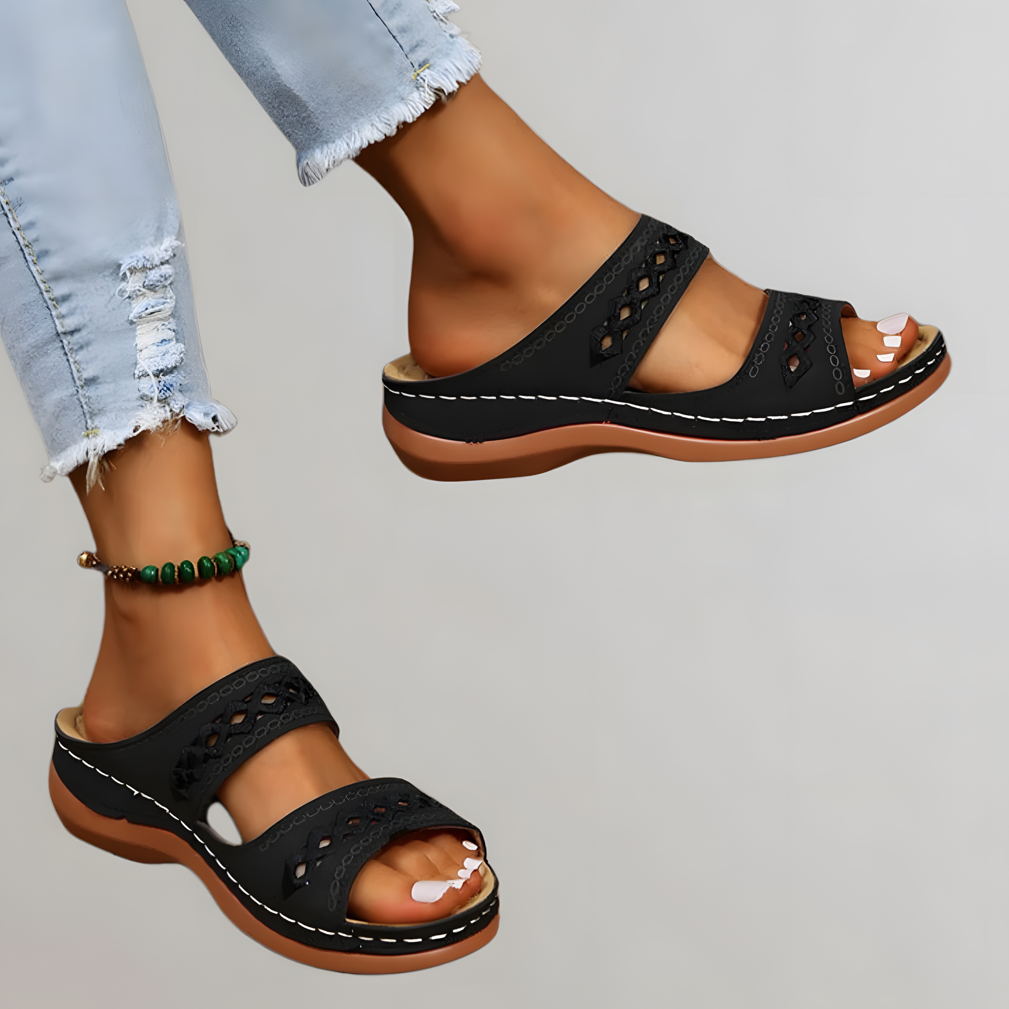 Estelle | Women's Elegant Orthopaedic Sandals Black, photo studio