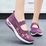 Leona | Orthopaedic Embroidered Knit Slip-Ons with an Instep Strap