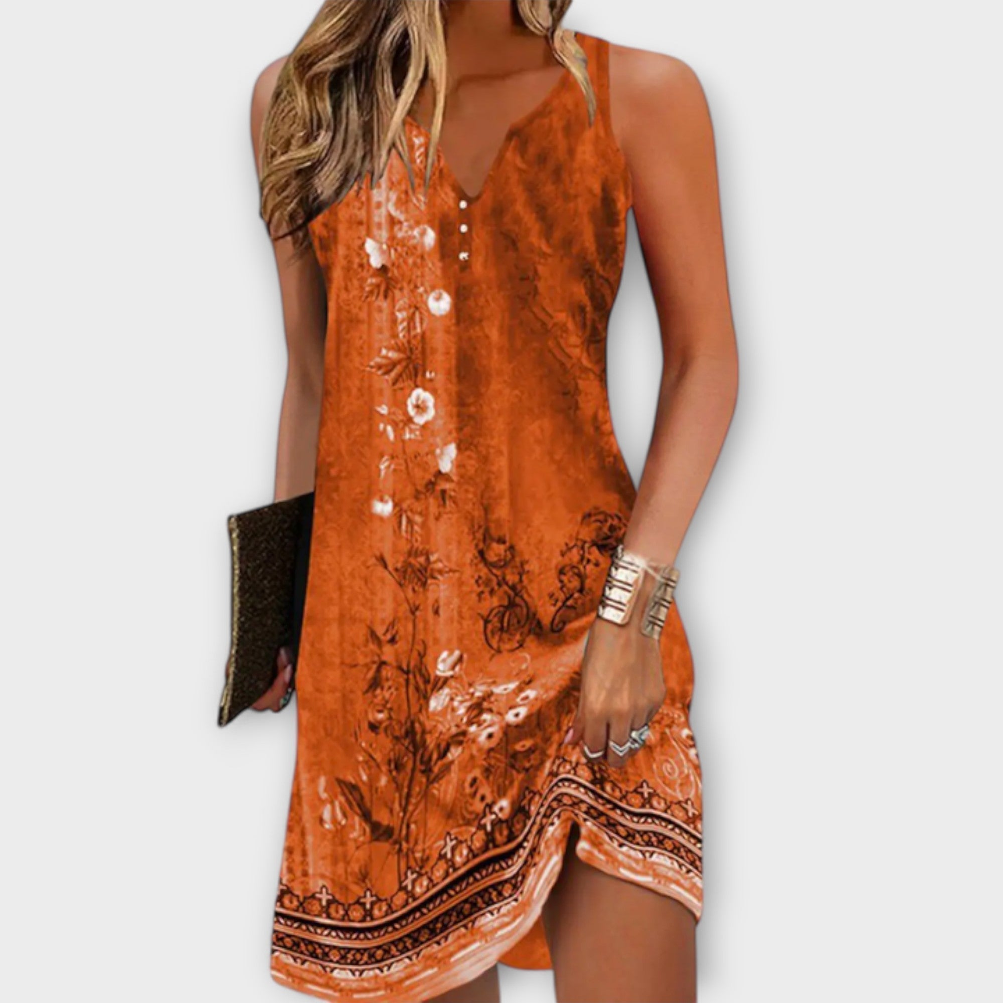Tessa | Midi Dress Orange, photo studio