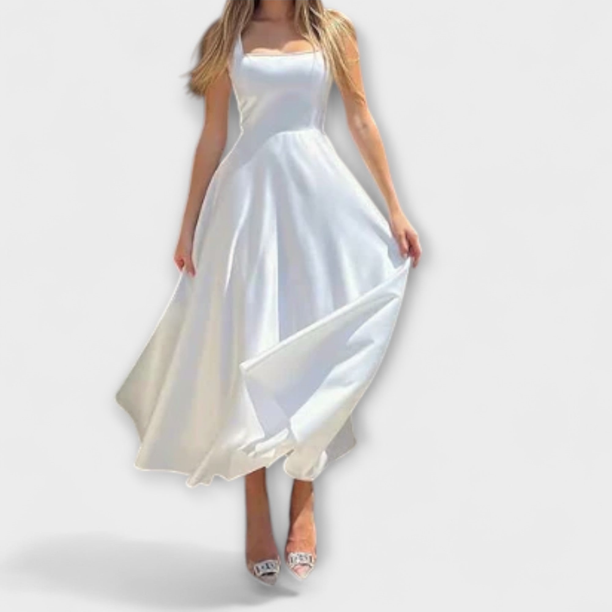 Libby | Elegant Midi Dress White, photo studio