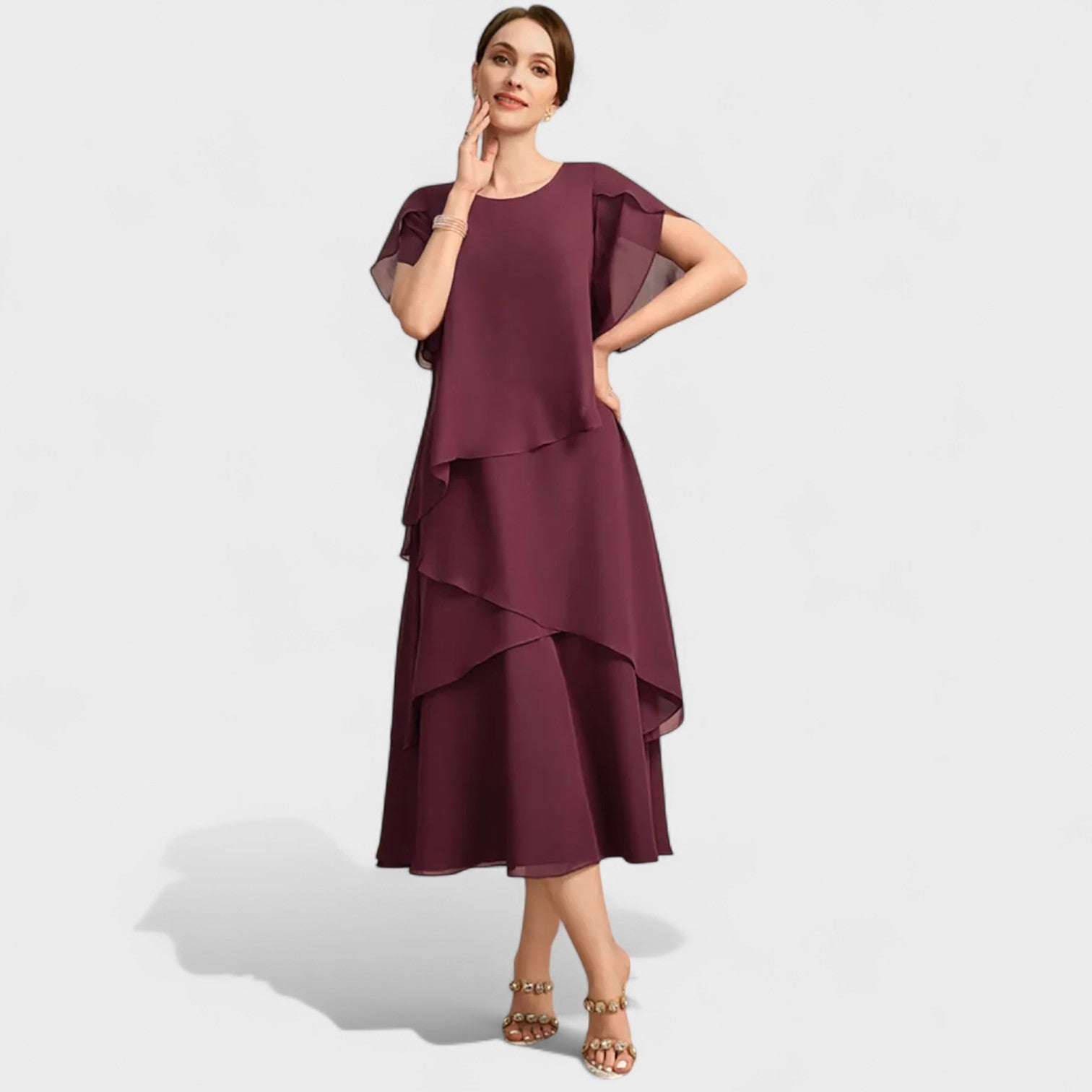 Denise | Timelessly Elegant Dress Brown, photo studio
