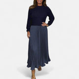 Scarlett | Long Jumper Dress with Pleated Skirt