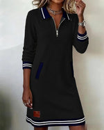 Isolde | Tailored-Collar Midi Dress with Side Pockets