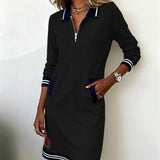 Isolde | Tailored-Collar Midi Dress with Side Pockets