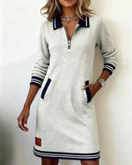 Isolde | Tailored-Collar Midi Dress with Side Pockets