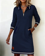 Isolde | Tailored-Collar Midi Dress with Side Pockets