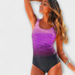 Sporty One-Piece Swimsuit in Coral Sunset Ombre
