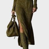 Green Vintage Maxi Dress with Zip and Belt